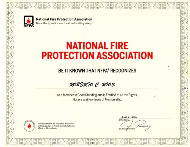 Reconocimiento de National Fire Protection Association