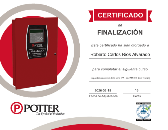 Certificación Potter de capacitación IPA