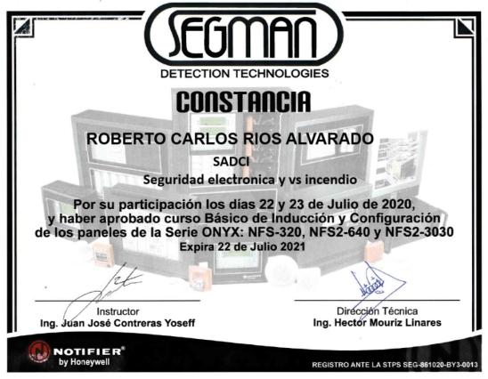 Constancia técnica de detección y alarma contra incendio